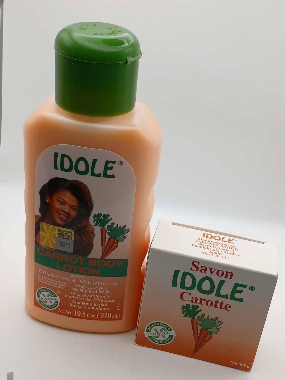 Idole Carrot Body Lotion — Peach with Green Cap